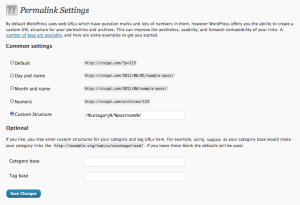 Permalinks Settings Options